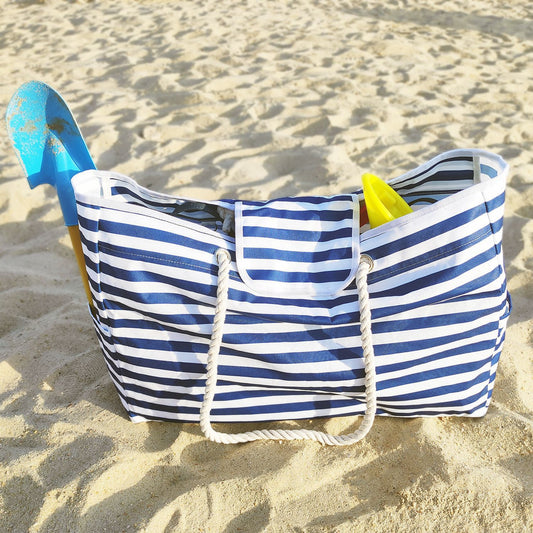 Women's Large Capacity Printed Striped Beach Bag